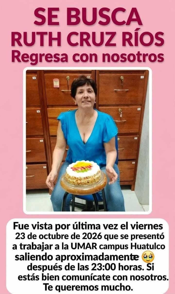 Cartel de búsqueda de Ruth Cruz Ríos difundido en redes